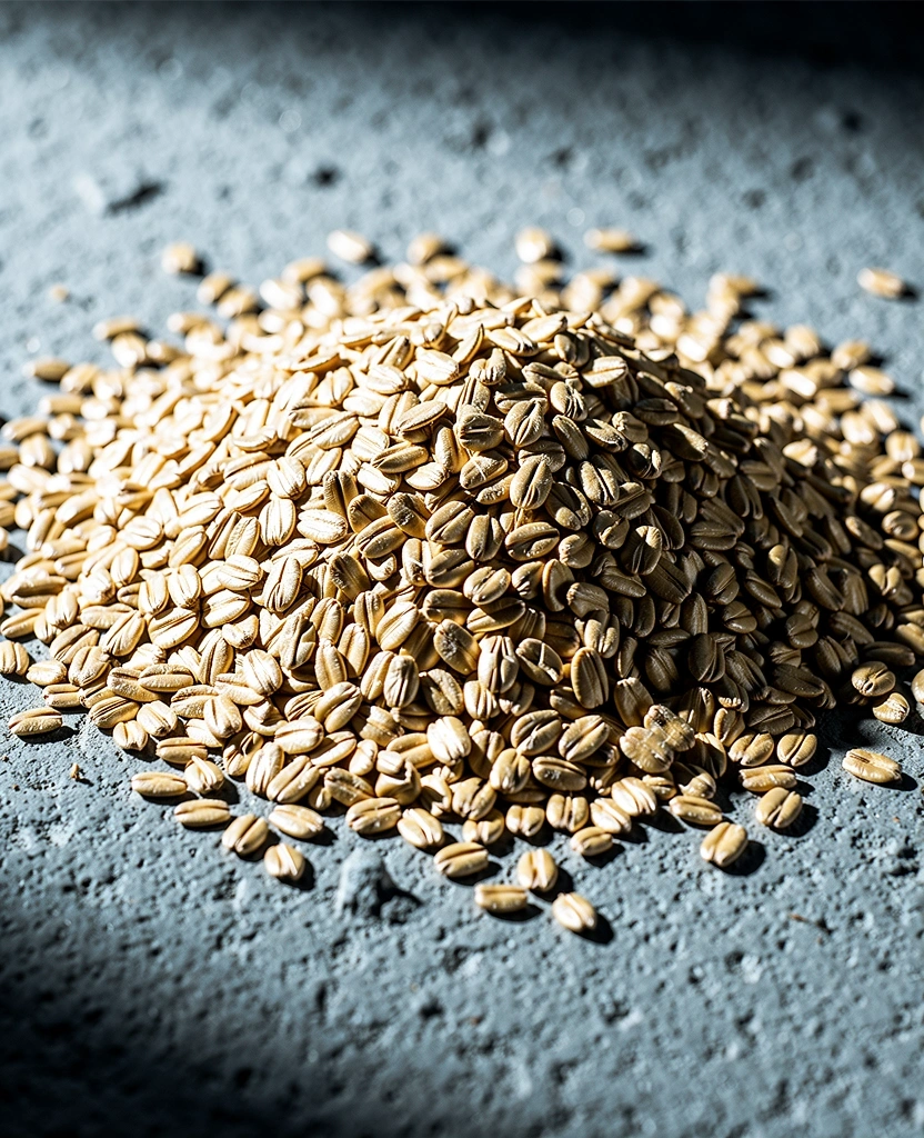 Ovăz organic crud pe suprafață de beton